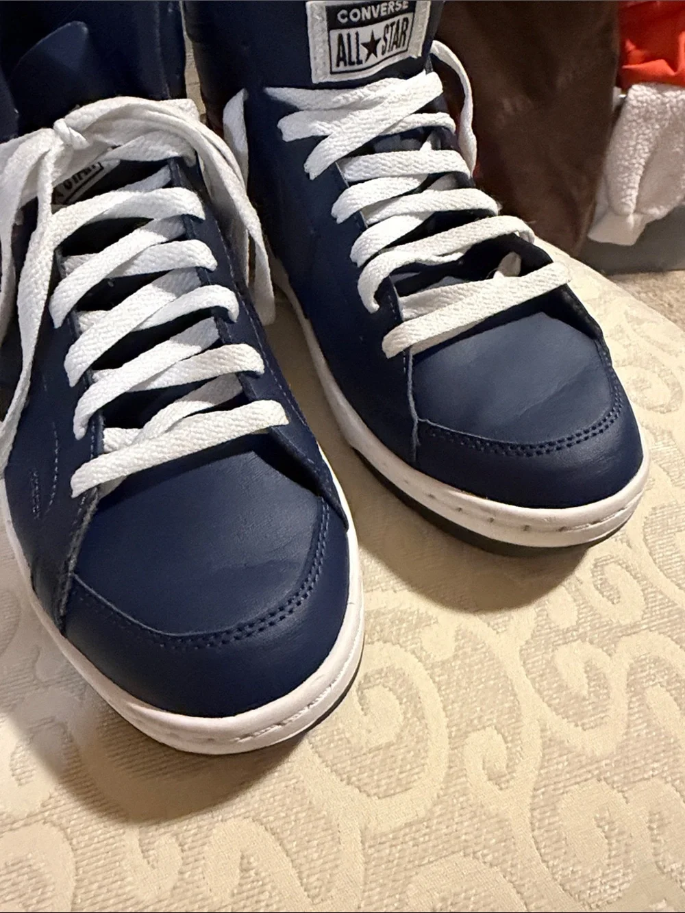 Converse Men's Navy High-Top Sneakers with White Laces